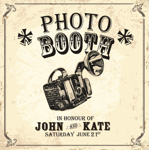 复古照片亭设计模板在纸的背景图片下载