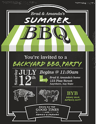 烧烤邀请设计模板与可爱的遮阳篷图片下载