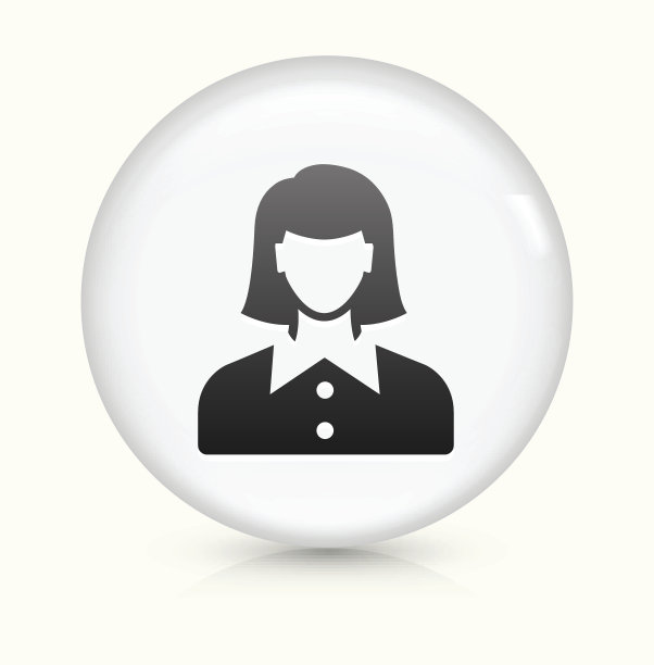 女人的脸图标上白色的圆形矢量按钮图片下载