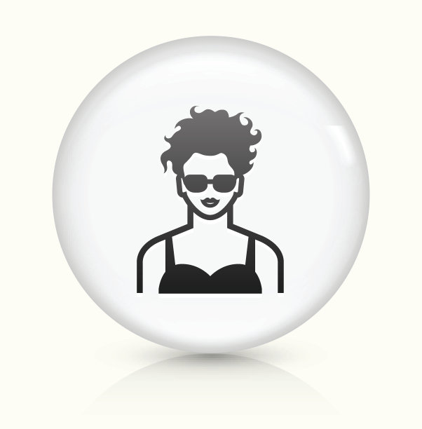 女性脸图标上的白色圆形矢量按钮图片下载