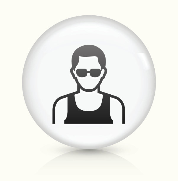 男脸图标上的白色圆形矢量按钮图片下载