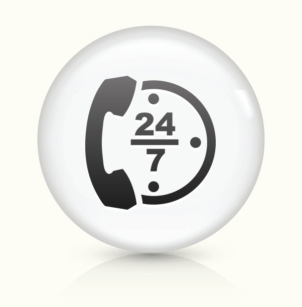 24/7电话服务图标上白色的圆形矢量按钮图片下载