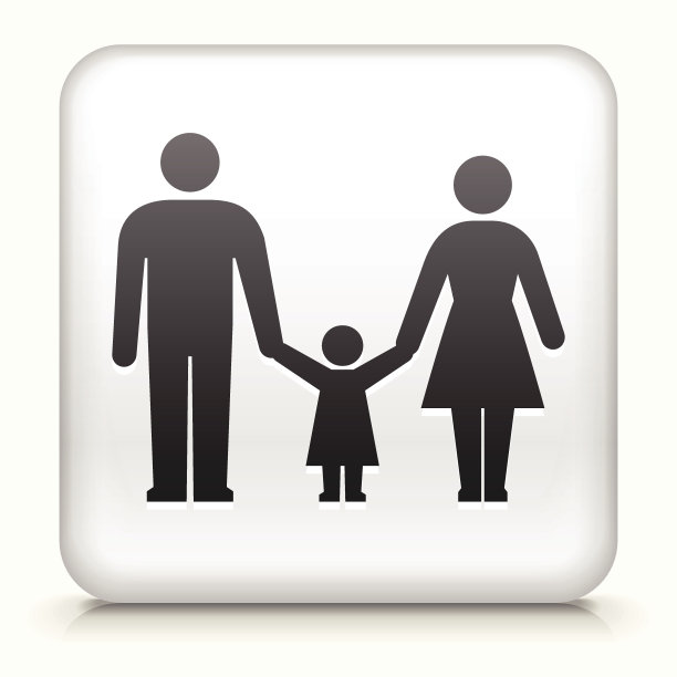 方形按钮与父母和女儿图片下载