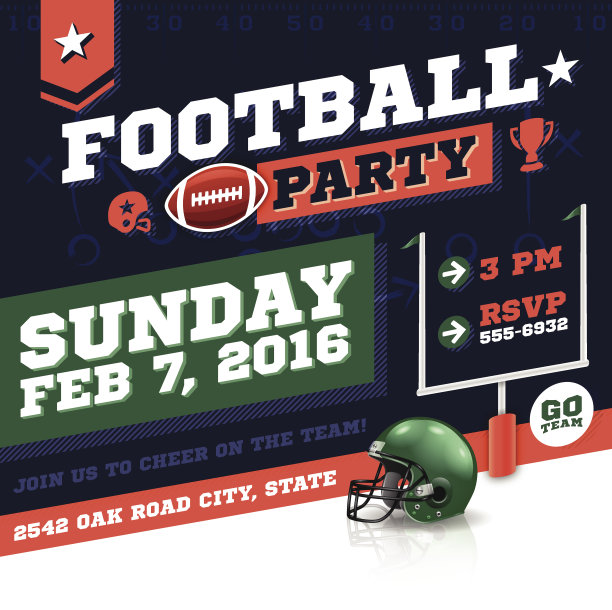 足球派对邀请概念图片下载