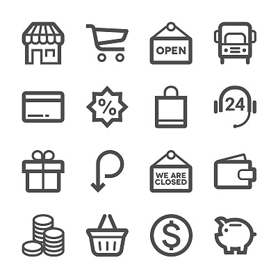 电子商务和购物图标设置1 |中风系列图片下载