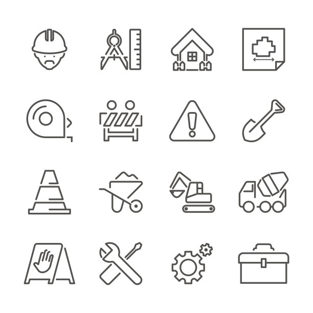 平面线图标-建筑工地系列图片下载