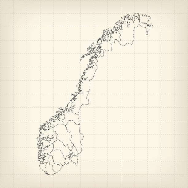 挪威黑色大纲地图上的米色网格背景图片下载