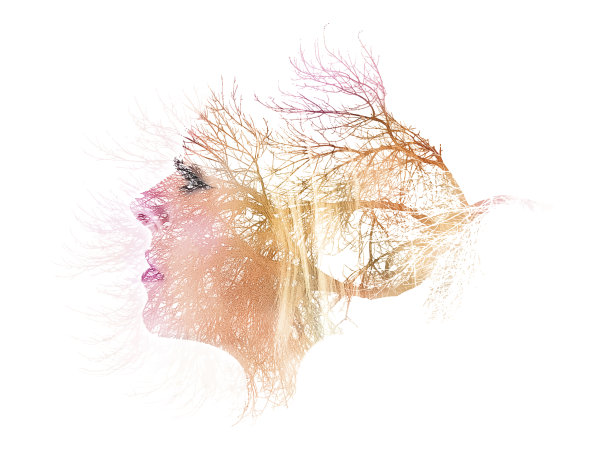 多重曝光，女人和树图片下载