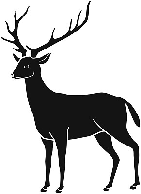 雄鹿侧视图在黑色和白色图片下载