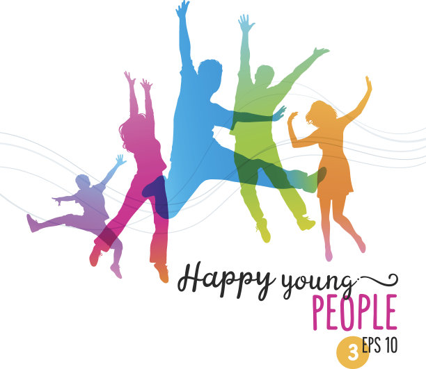 快乐的年轻人为欢乐而跳图片下载