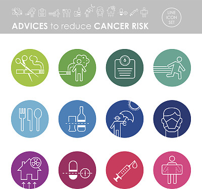 建议减少癌症风险图标集图片下载