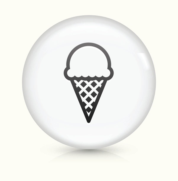 冰淇淋图标上的白色圆形矢量按钮图片下载