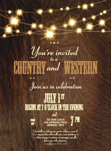 橡木木材乡村西部邀请设计模板图片下载