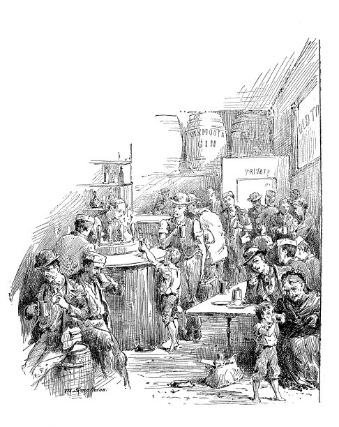 酒吧/咖啡店的古董插图图片下载