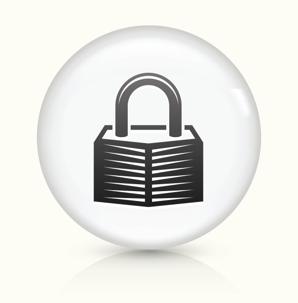 安全锁图标上的白色圆形矢量按钮图片下载