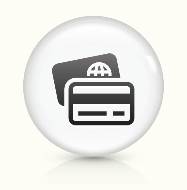 信用卡和借记卡图标上白色的圆形矢量按钮图片下载