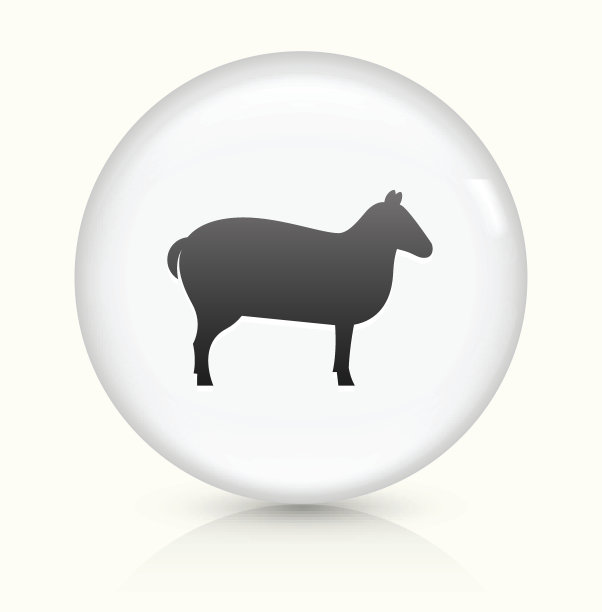 绵羊图标上的白色圆形矢量按钮图片下载
