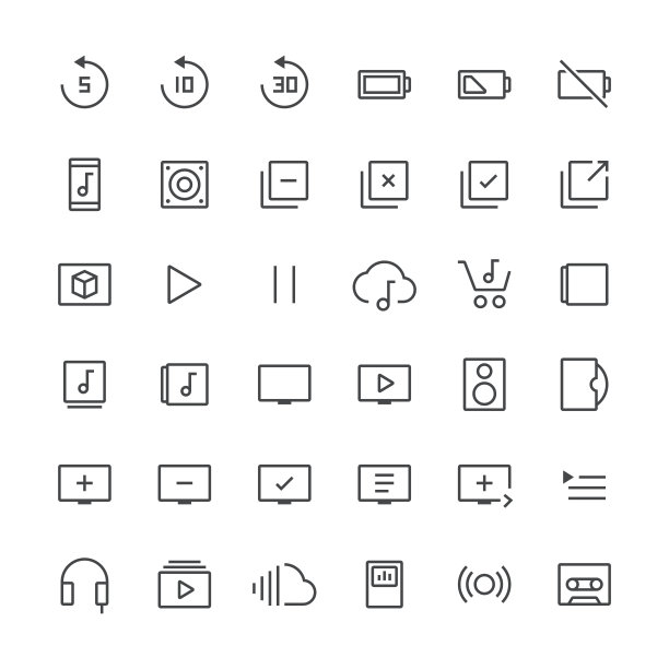 音频视觉图标设置3 |细线系列图片下载