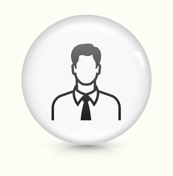 男脸图标上的白色圆形矢量按钮图片下载