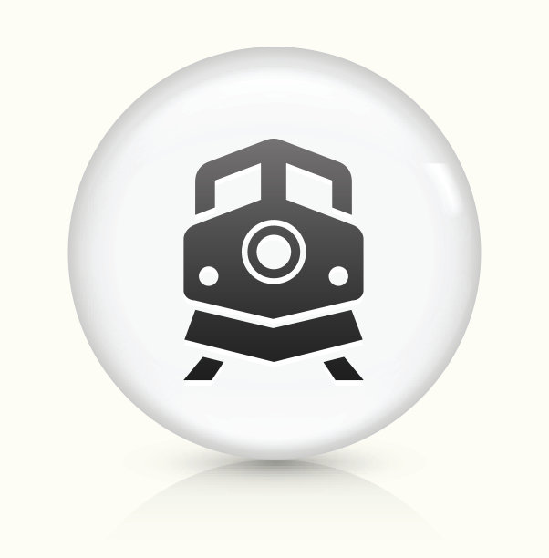 火车图标上的白色圆形矢量按钮图片下载