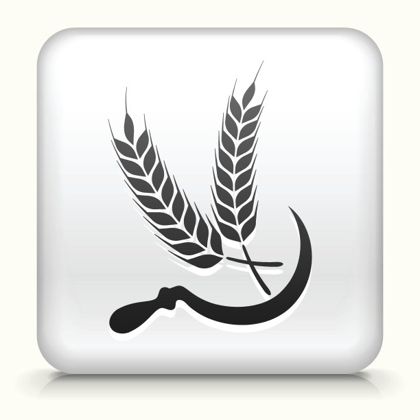 方形按钮与小麦版税免费矢量艺术图片下载