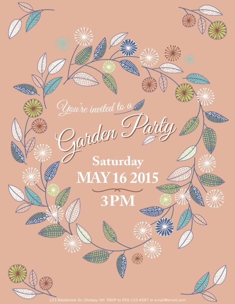 野花春天花园派对邀请模板图片下载