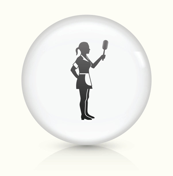 女保洁员图标上的白色圆形矢量按钮图片下载