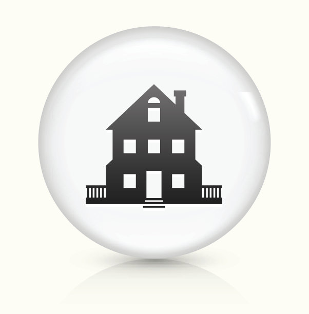 房子图标上的白色圆形矢量按钮图片下载