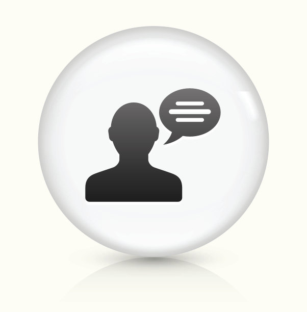 男人和聊天气泡图标上的白色圆形矢量按钮图片下载