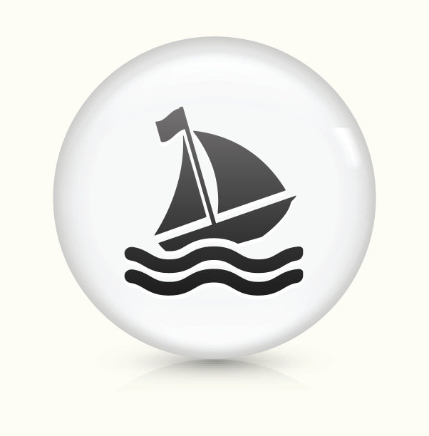 帆船图标上的白色圆形矢量按钮图片下载