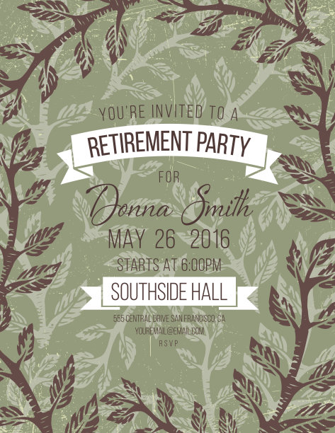 版画分支框架邀请模板图片下载