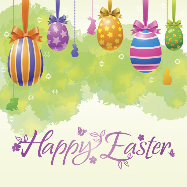 悬挂复活节彩蛋装饰背景图片下载