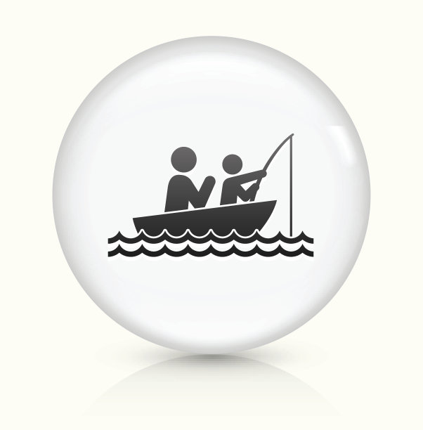 钓鱼家庭图标上的白色圆形矢量按钮图片下载