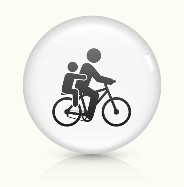 自行车家庭图标上的白色圆形矢量按钮图片下载