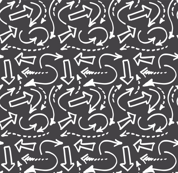 Seamlrss模式与手绘箭头。孤立在白色背景上图片下载