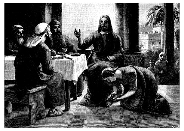 耶稣和抹大拉的玛丽的古董插图图片下载