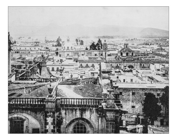 19世纪墨西哥城全景古董照片图片下载