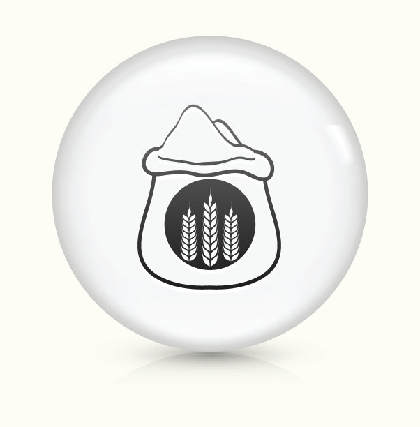 小麦粉袋图标上的白色矢量按钮图片下载