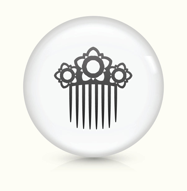 发夹图标上的白色圆形矢量按钮图片下载