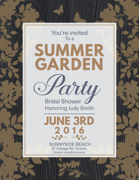 优雅的玫瑰新娘淋浴花园派对邀请图片下载