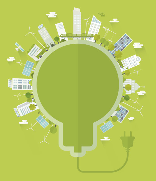 可持续城市灯泡概念图片下载