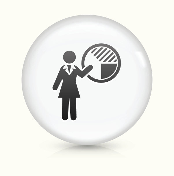 女商人和图表图标在白色圆形矢量按钮上图片下载