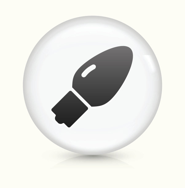 圣诞灯图标上的白色圆形矢量按钮图片下载