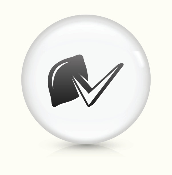 柠檬检查图标上的白色圆形矢量按钮图片下载