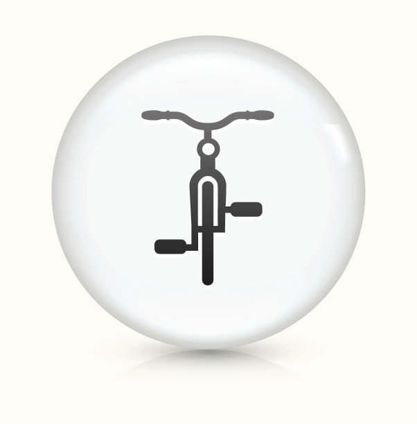 自行车图标上的白色圆形矢量按钮图片下载