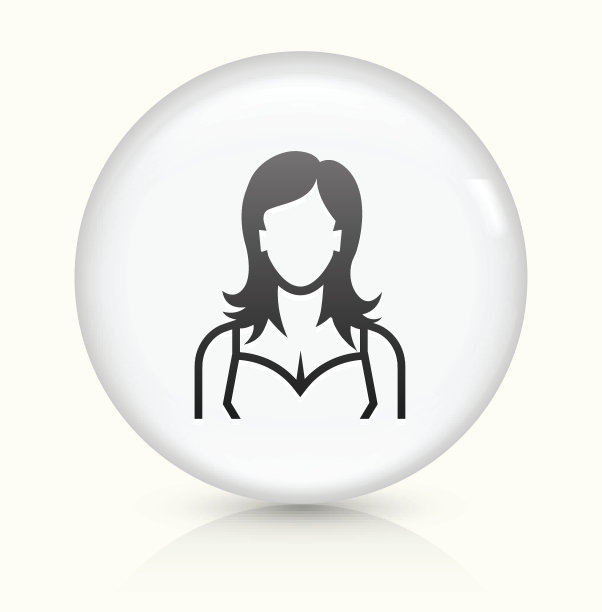 女性脸图标上的白色圆形矢量按钮图片下载