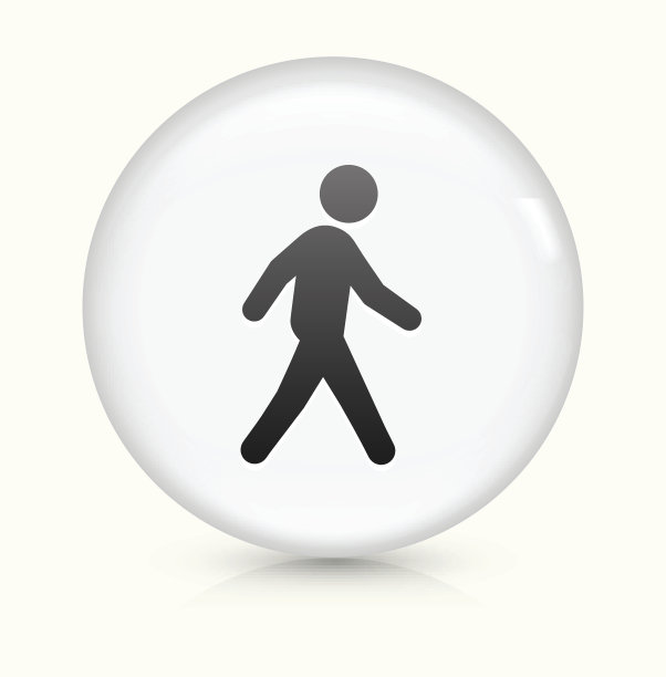 行走图标上的白色圆形矢量按钮图片下载