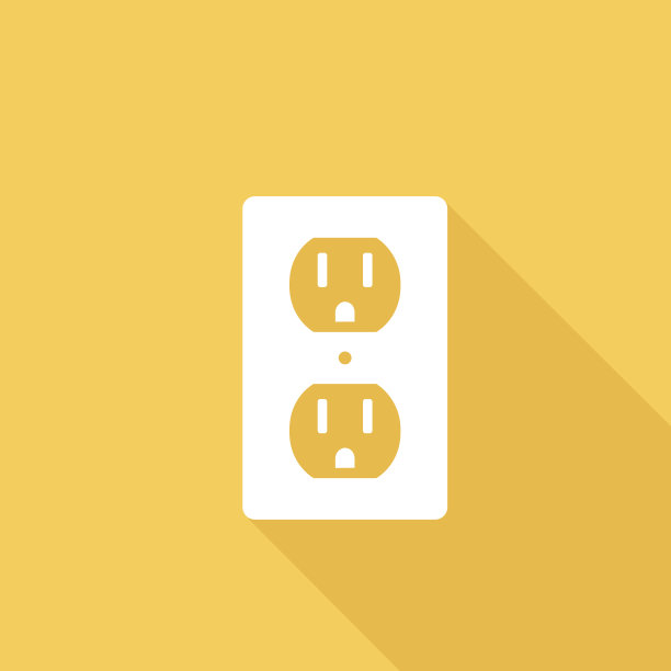 平面颜色UI长阴影与电源插座图片下载