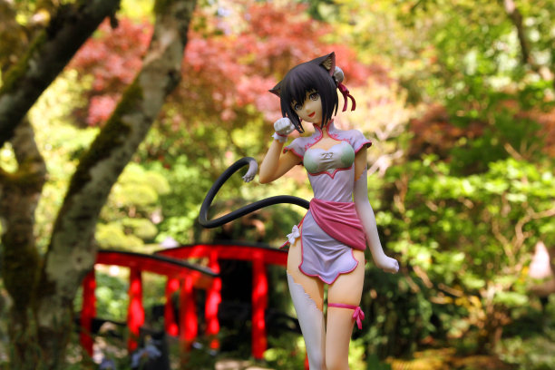 红森林桥上的猫图片下载