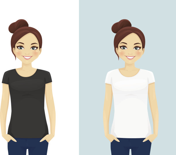 穿着t恤的可爱女孩图片下载